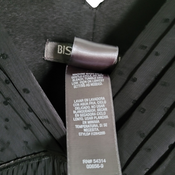 Bisou Bisou LBD Swiss Dot Sleeveless V Neck Elastic Waist w/Tie Belt Sz 14 - Picture 3 of 10